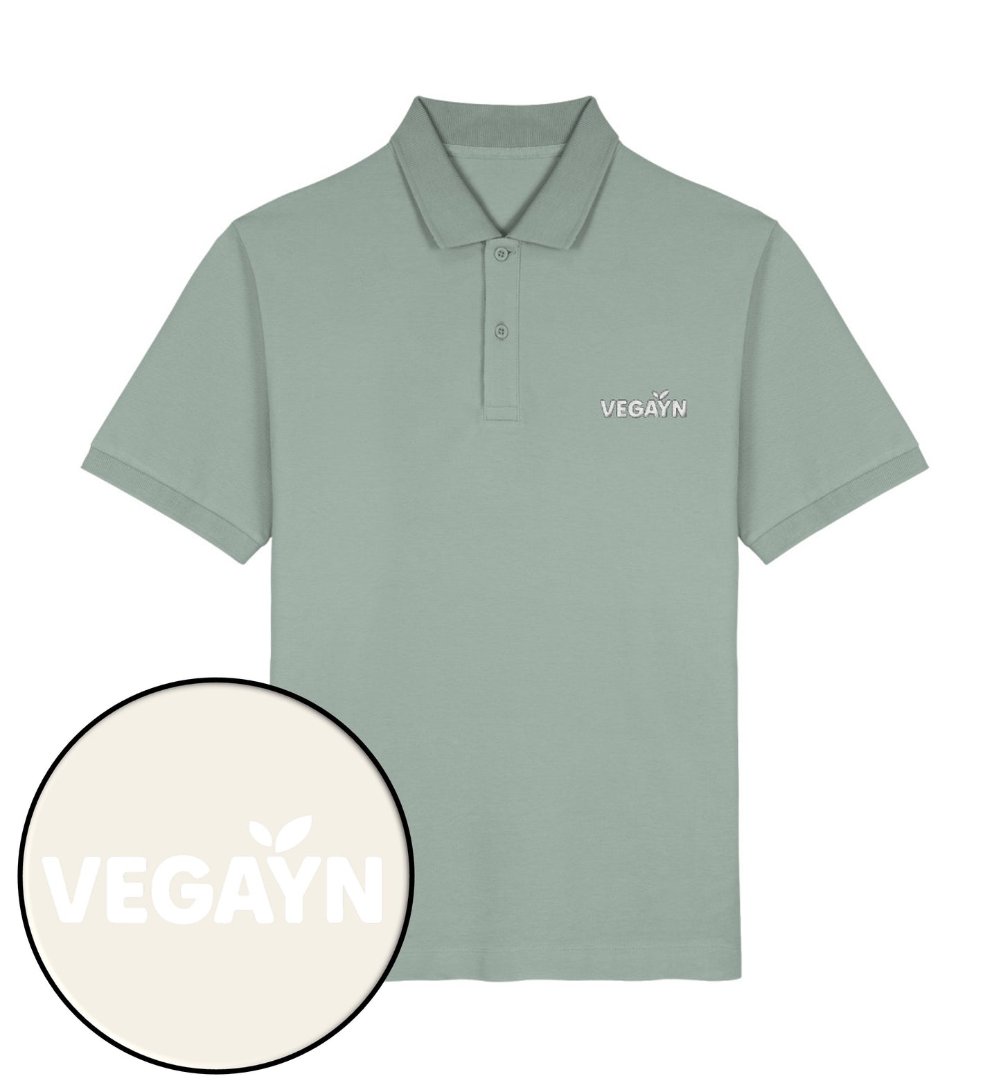 Aloe Polo Shirt Embroidery – Vegayn White - Vegayn