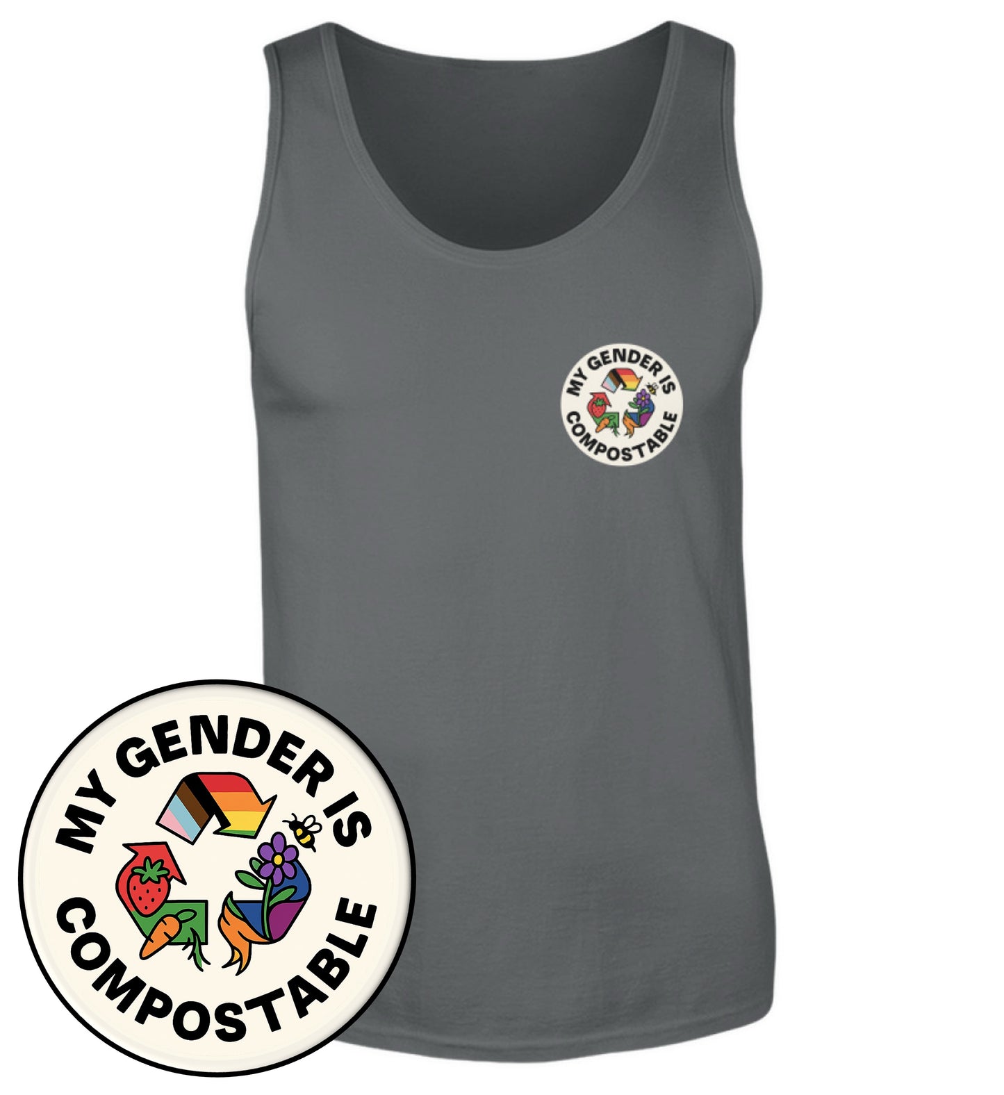 Anthracite Tank Top – My gender is compostable - Vegayn