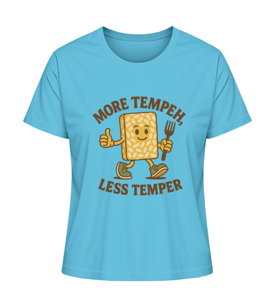 Aqua Blue Short-Fit T-Shirt – More tempeh, less temper - Vegayn