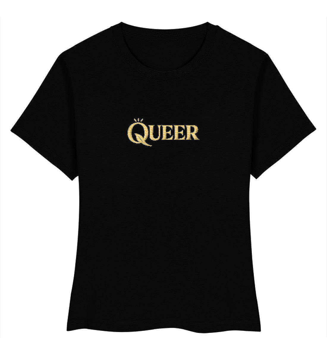 Black Short-Fit T-Shirt Embroidery – Queer - Vegayn