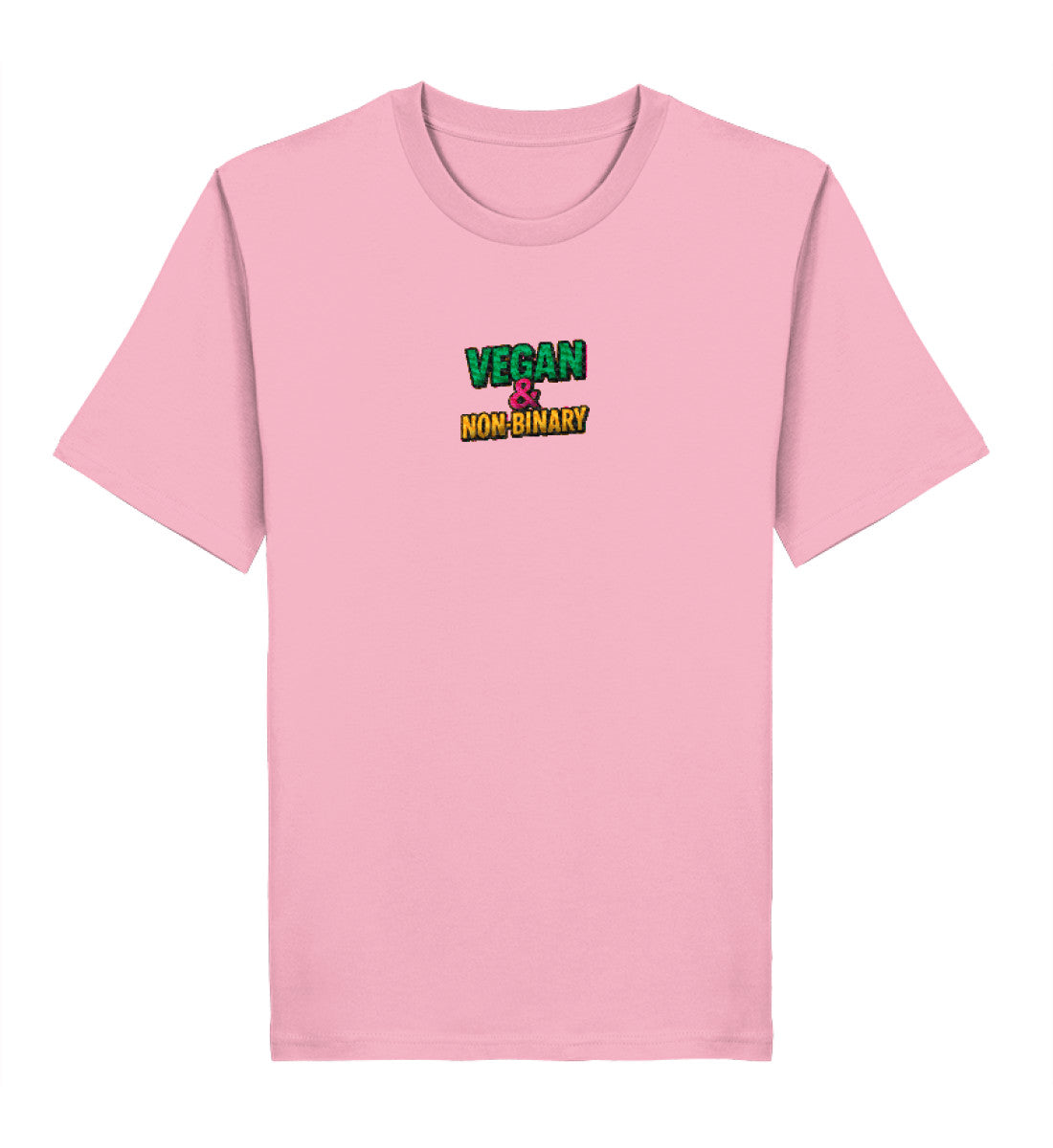 Cotton Pink Classic T-Shirt Embroidery – Vegan & Non-Binary - Vegayn