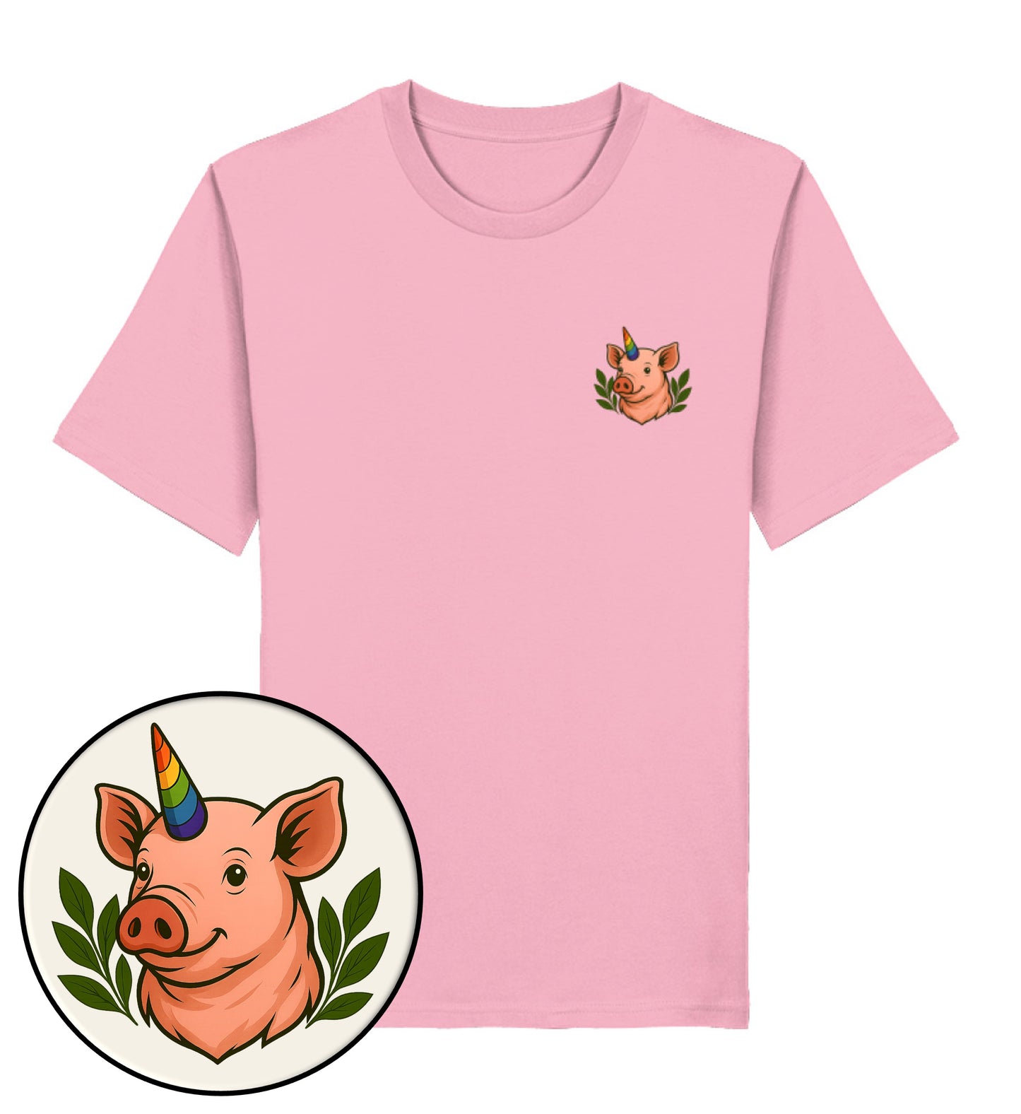 Cotton Pink Classic T-Shirt– Pig Queercorn - Vegayn