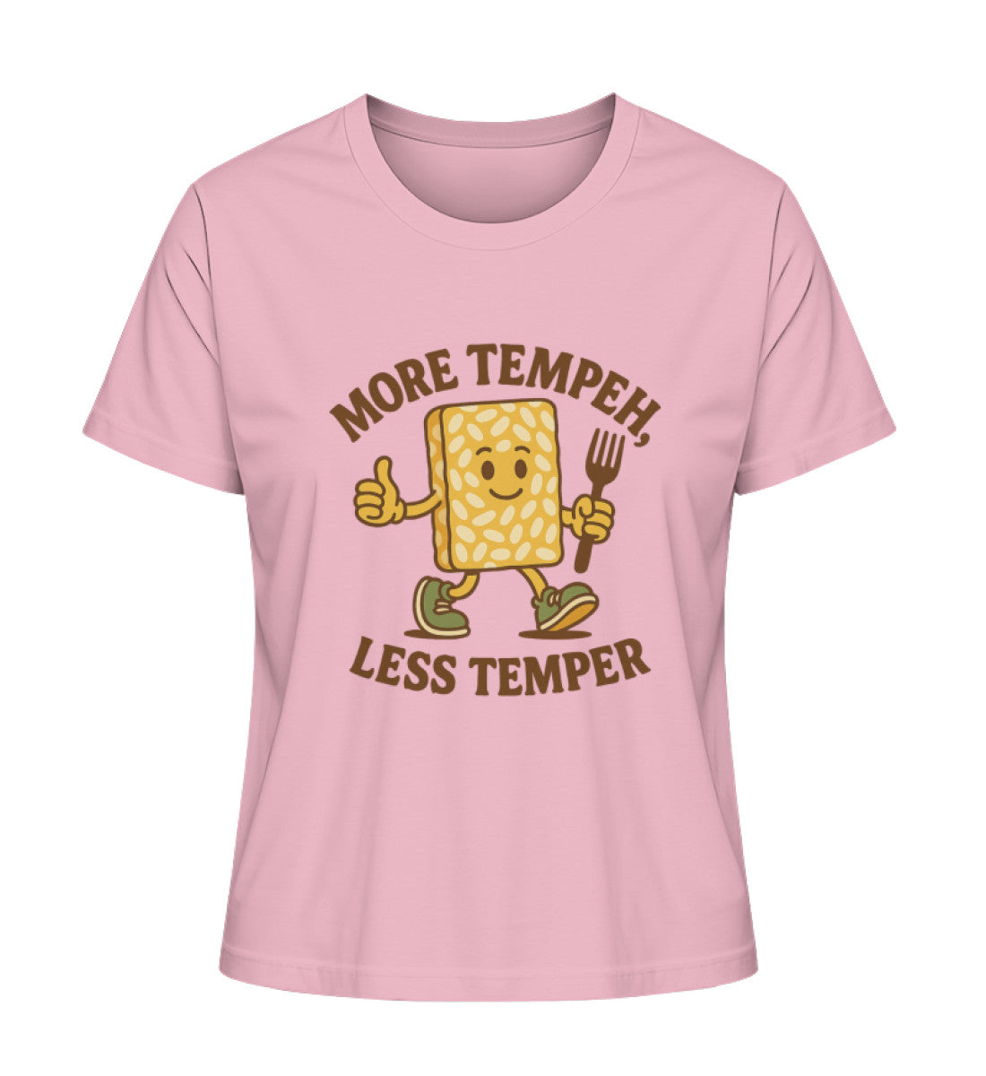 Cotton Pink Short-Fit T-Shirt – More tempeh, less temper - Vegayn