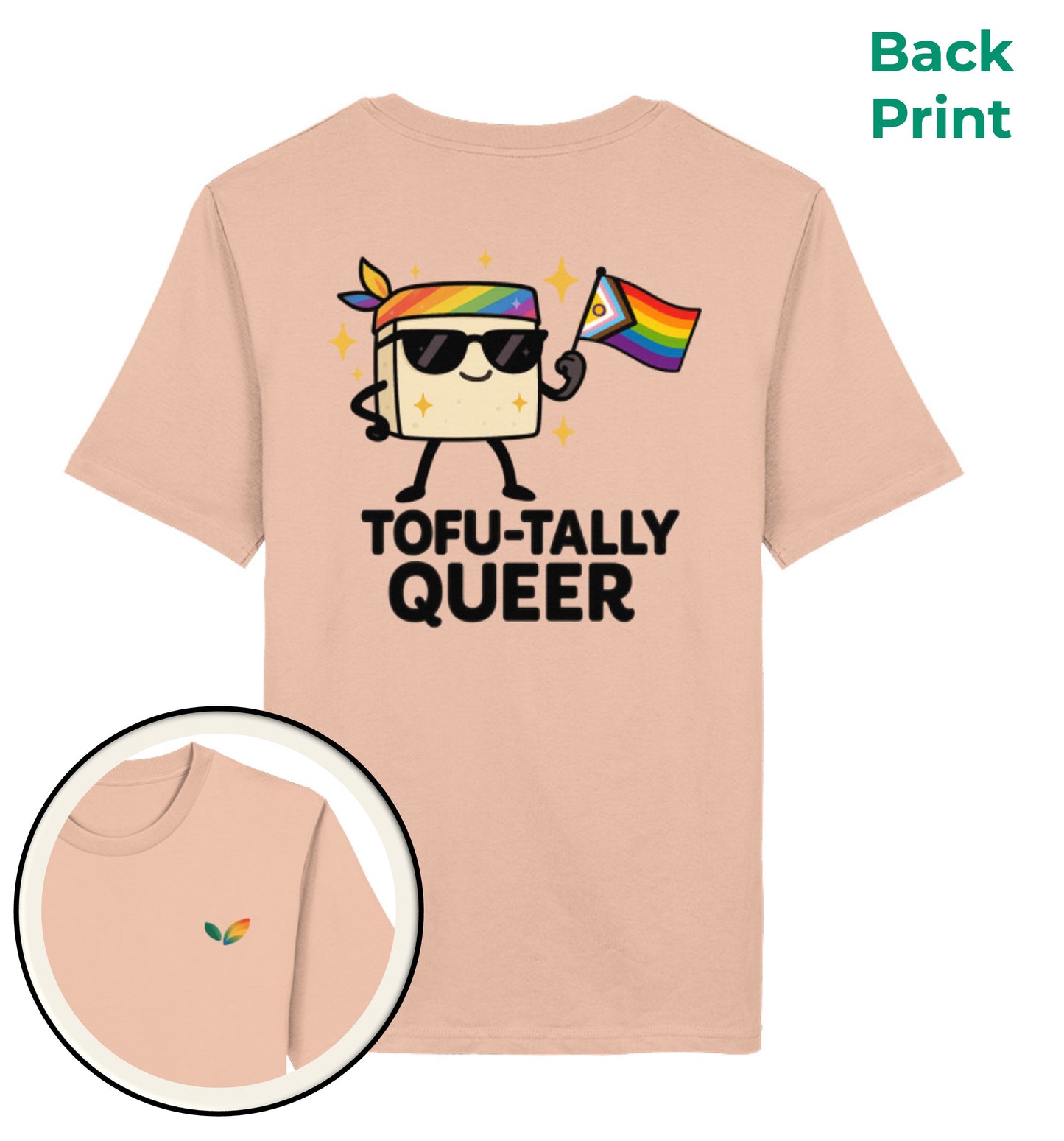 Fraiche Peche Classic T-Shirt – Tofu-tally queer with bandana - Vegayn