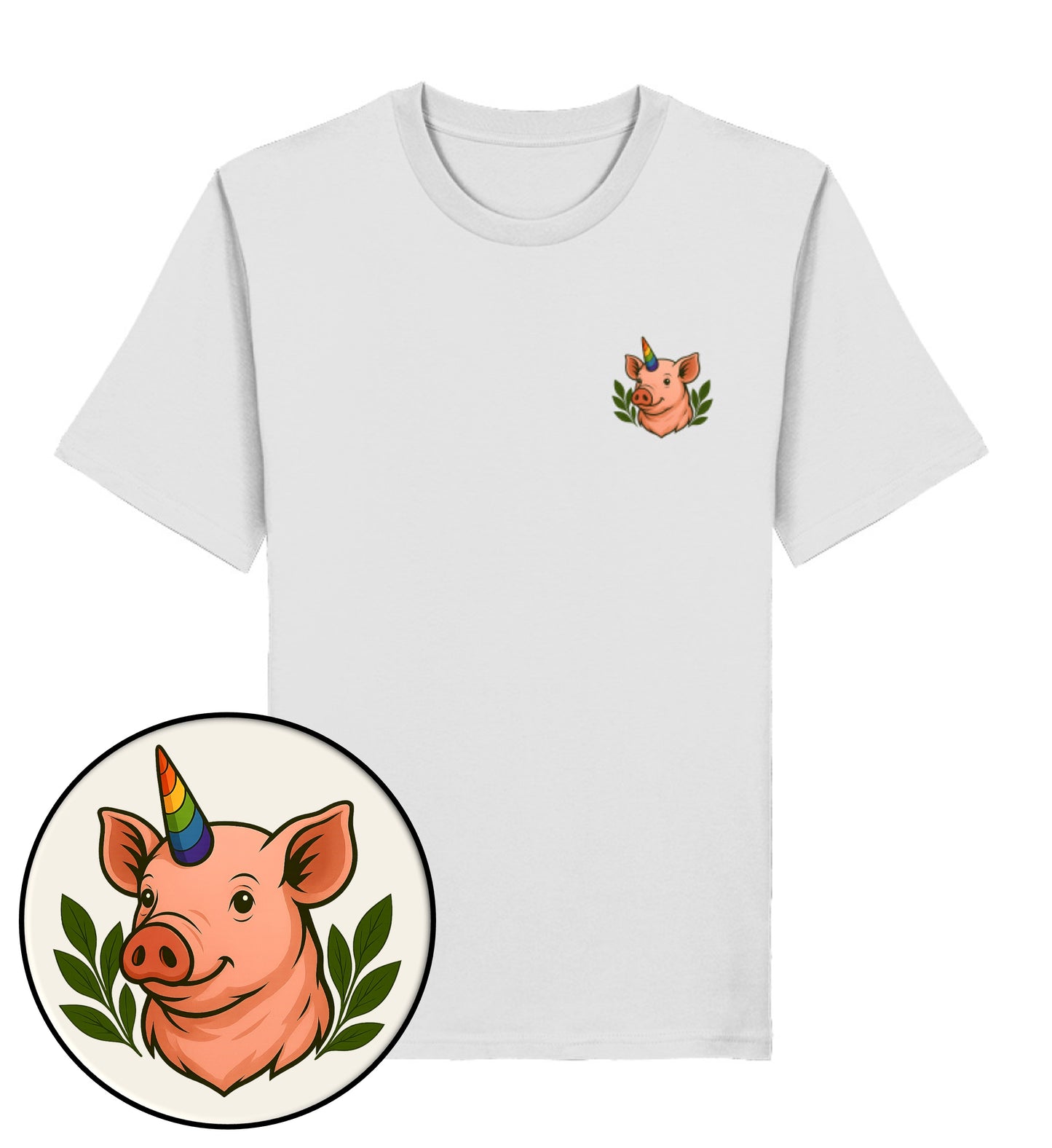 Heather Grey Classic T-Shirt– Pig Queercorn - Vegayn