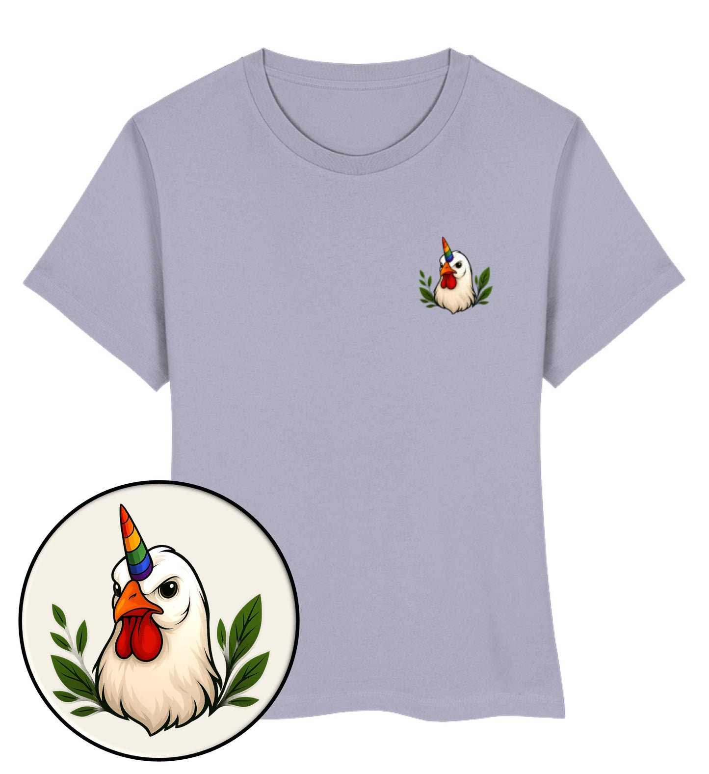 Lavender Short-Fit T-Shirt – Chicken Queercorn - Vegayn