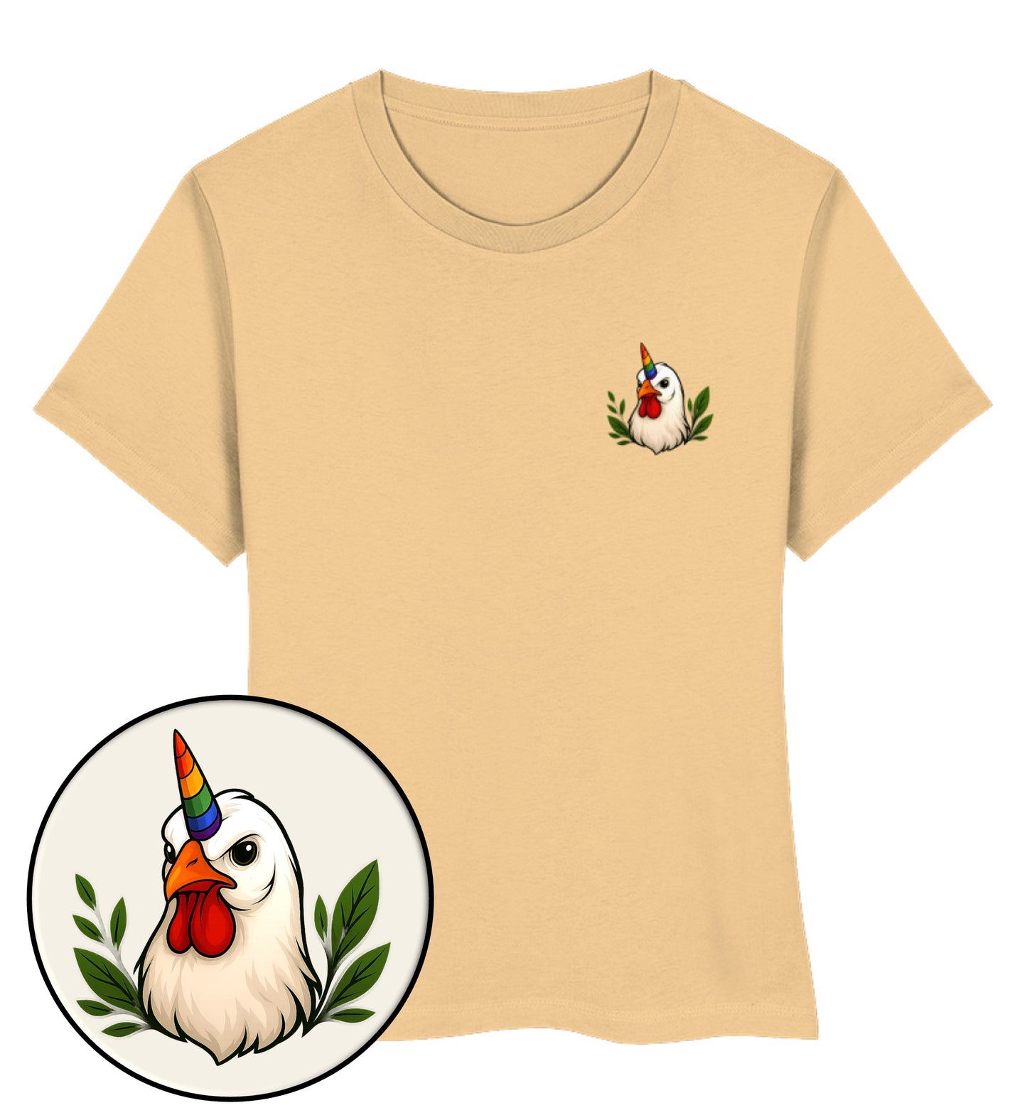 Nispero Short-Fit T-Shirt – Chicken Queercorn - Vegayn