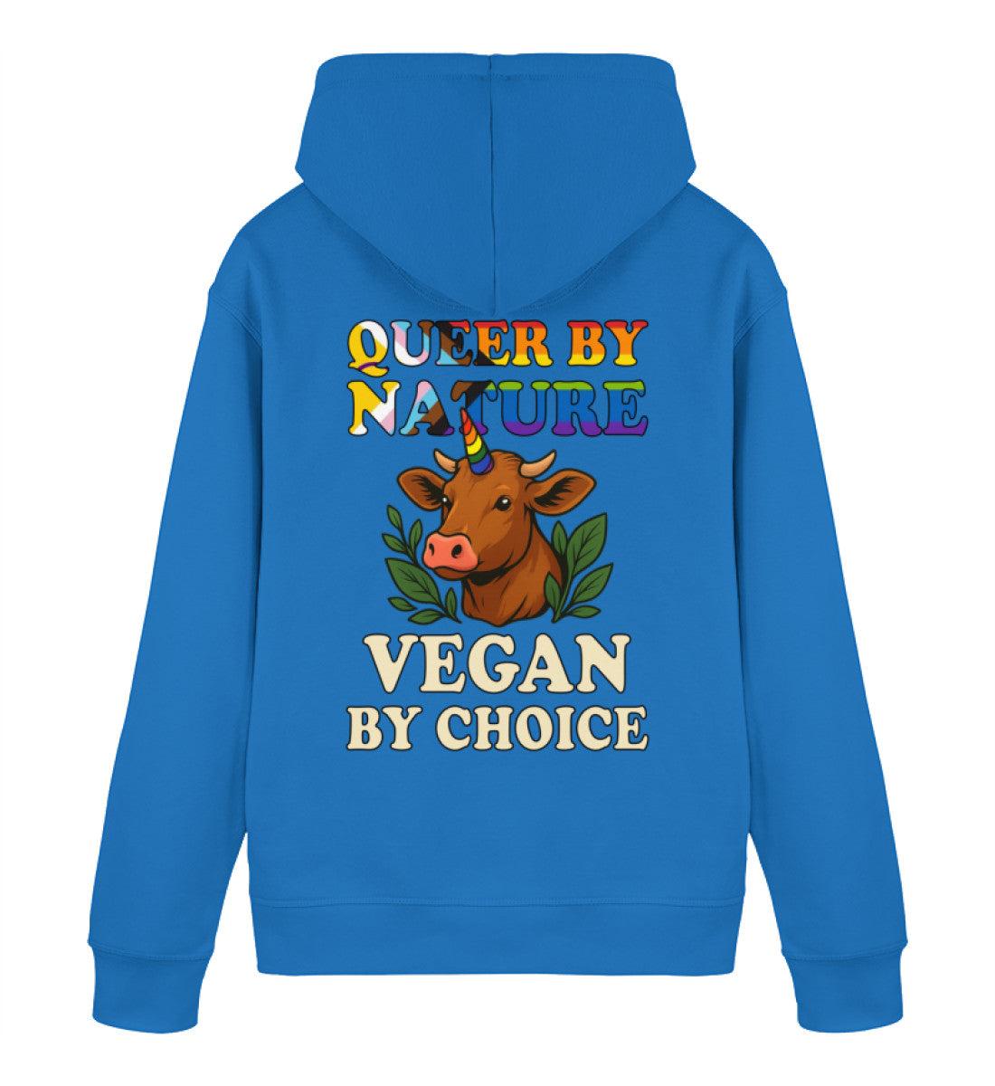 Royal Blue Hoodie Cow Queercorn – Queer by nature, Vegan by choice - Vegayn