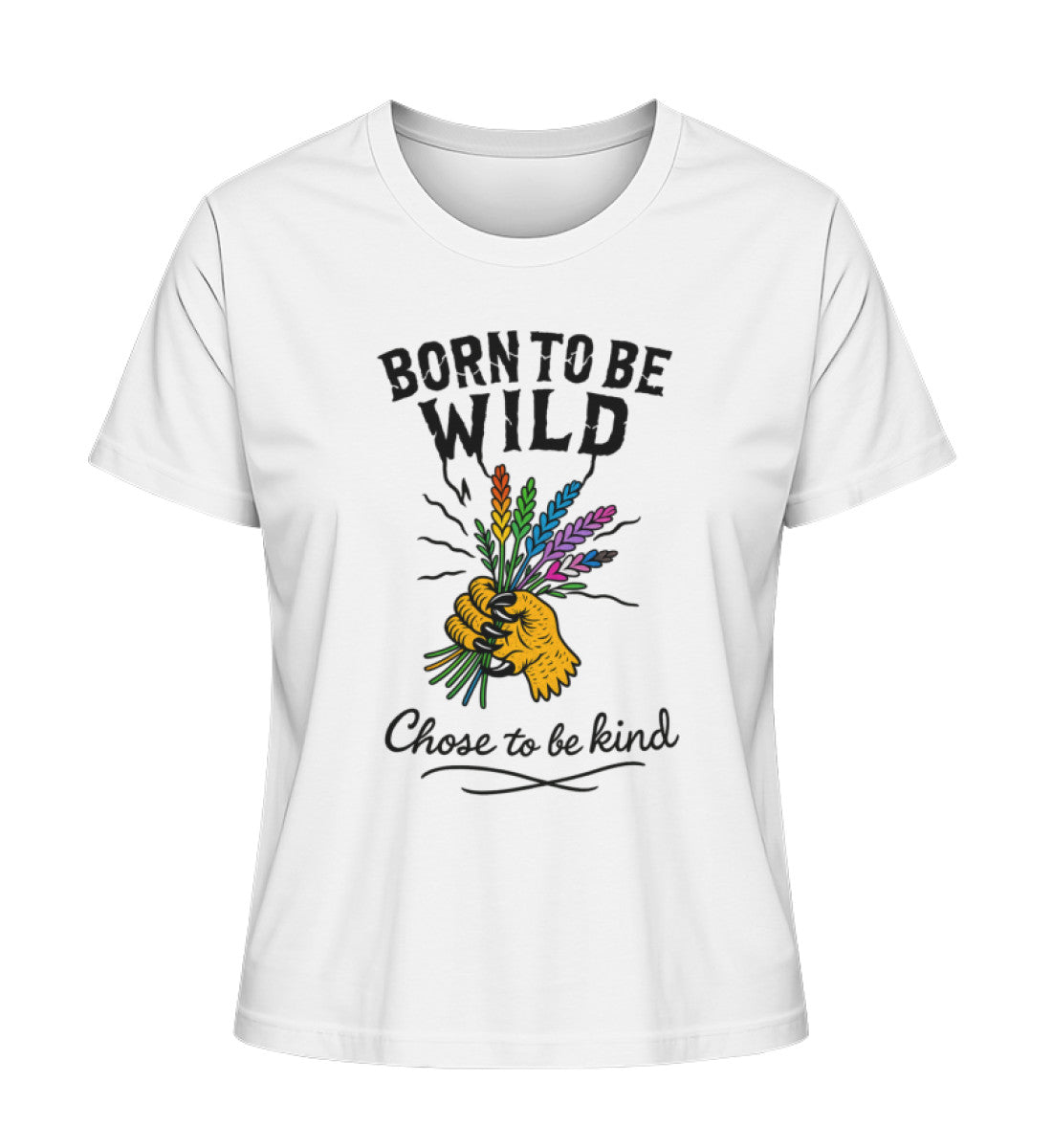 White Short-Fit T-Shirt – Born to be wild. Chose to be kind. - Vegayn