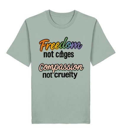 Aloe Classic T-Shirt – Freedom, not cages – Compassion, not cruelty - Vegayn