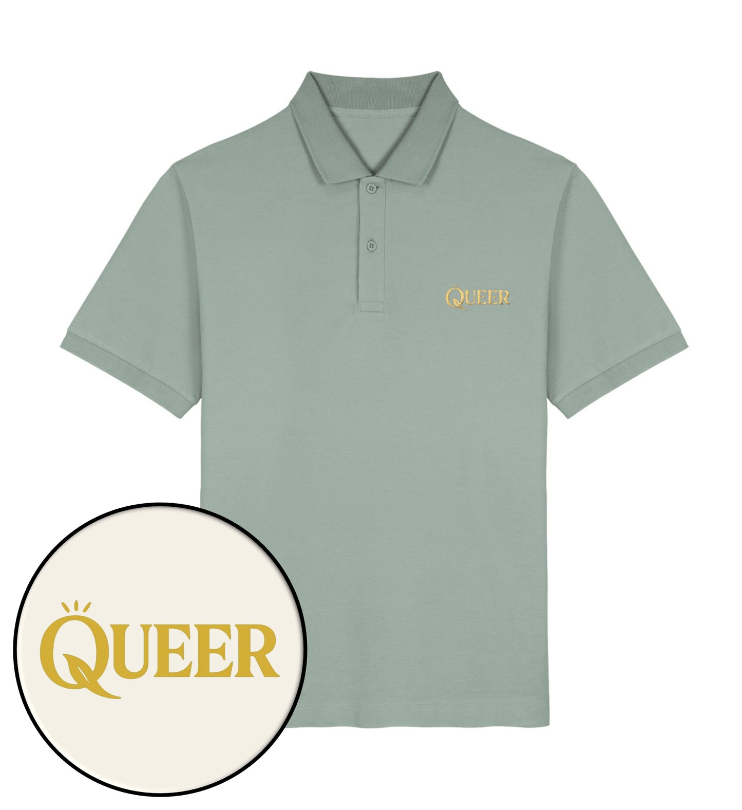 Aloe Polo Shirt Embroidery – Queer - Vegayn