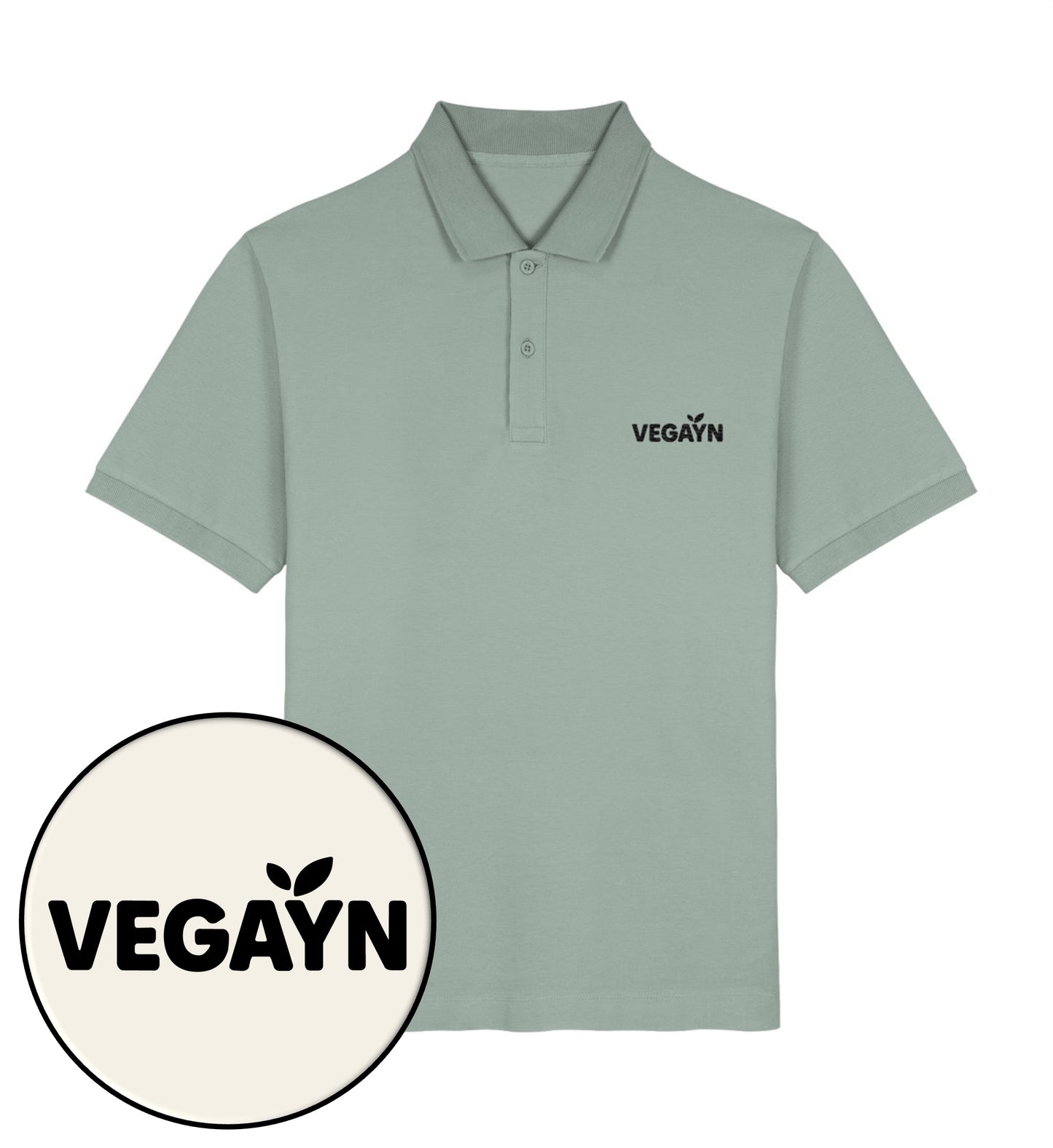 Aloe Polo Shirt Embroidery – Vegayn Black - Vegayn