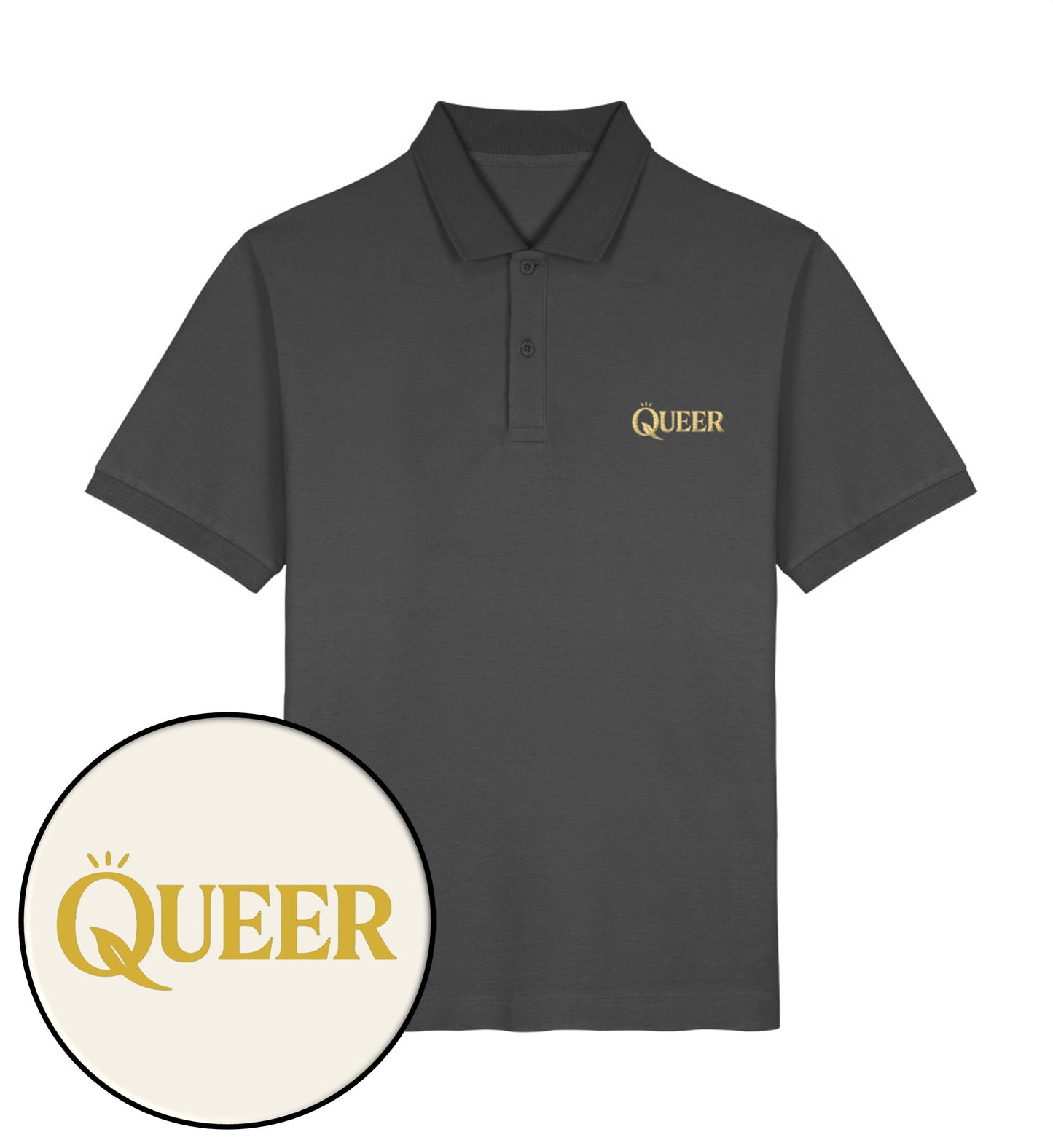 Anthracite Polo Shirt Embroidery – Queer - Vegayn