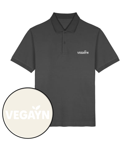 Anthracite Polo Shirt Embroidery – Vegayn White - Vegayn