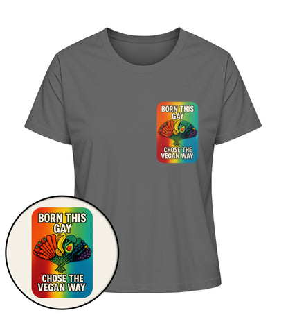 Anthracite Short-Fit T-Shirt – Born this gay. Chose the vegan way. - Vegayn