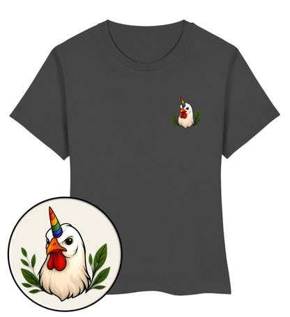 Anthracite Short-Fit T-Shirt – Chicken Queercorn - Vegayn