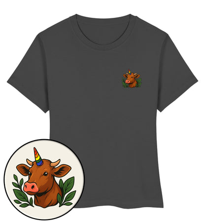 Anthracite Short-Fit T-Shirt – Cow Queercorn - Vegayn