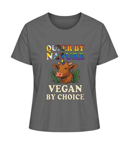 Anthracite Short-Fit T-Shirt Cow Unicorn – Queer by nature, Vegan by choice - Vegayn