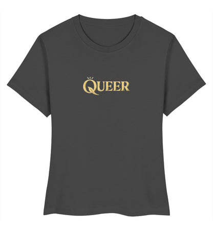 Anthracite Short-Fit T-Shirt Embroidery – Queer - Vegayn