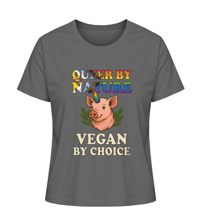 Anthracite Short-Fit T-Shirt Pig Unicorn – Queer by nature, Vegan by choice - Vegayn
