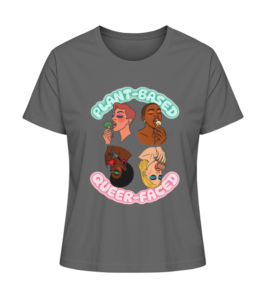 Anthracite Short-Fit T-Shirt – Plant-based, Queer-faced - Vegayn