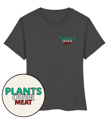 Anthracite Short-Fit T-Shirt – Plants over meat - Vegayn