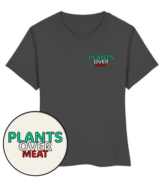 Anthracite Short-Fit T-Shirt – Plants over meat - Vegayn