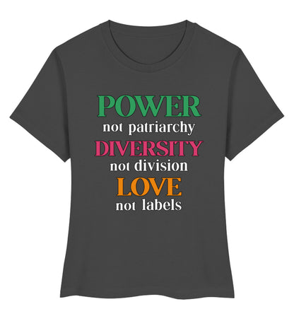 Anthracite Short-Fit T-Shirt – Power, not patriarchy – Diversity, not division – Love, not labels - Vegayn