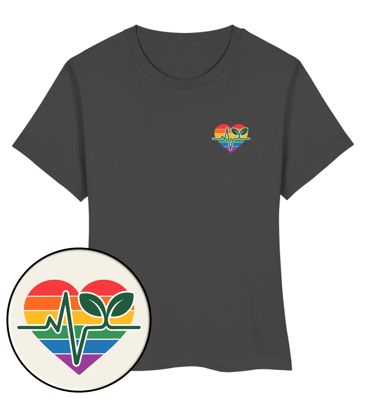 Anthracite Short-Fit T-Shirt – Queer-Vegan ECG - Vegayn