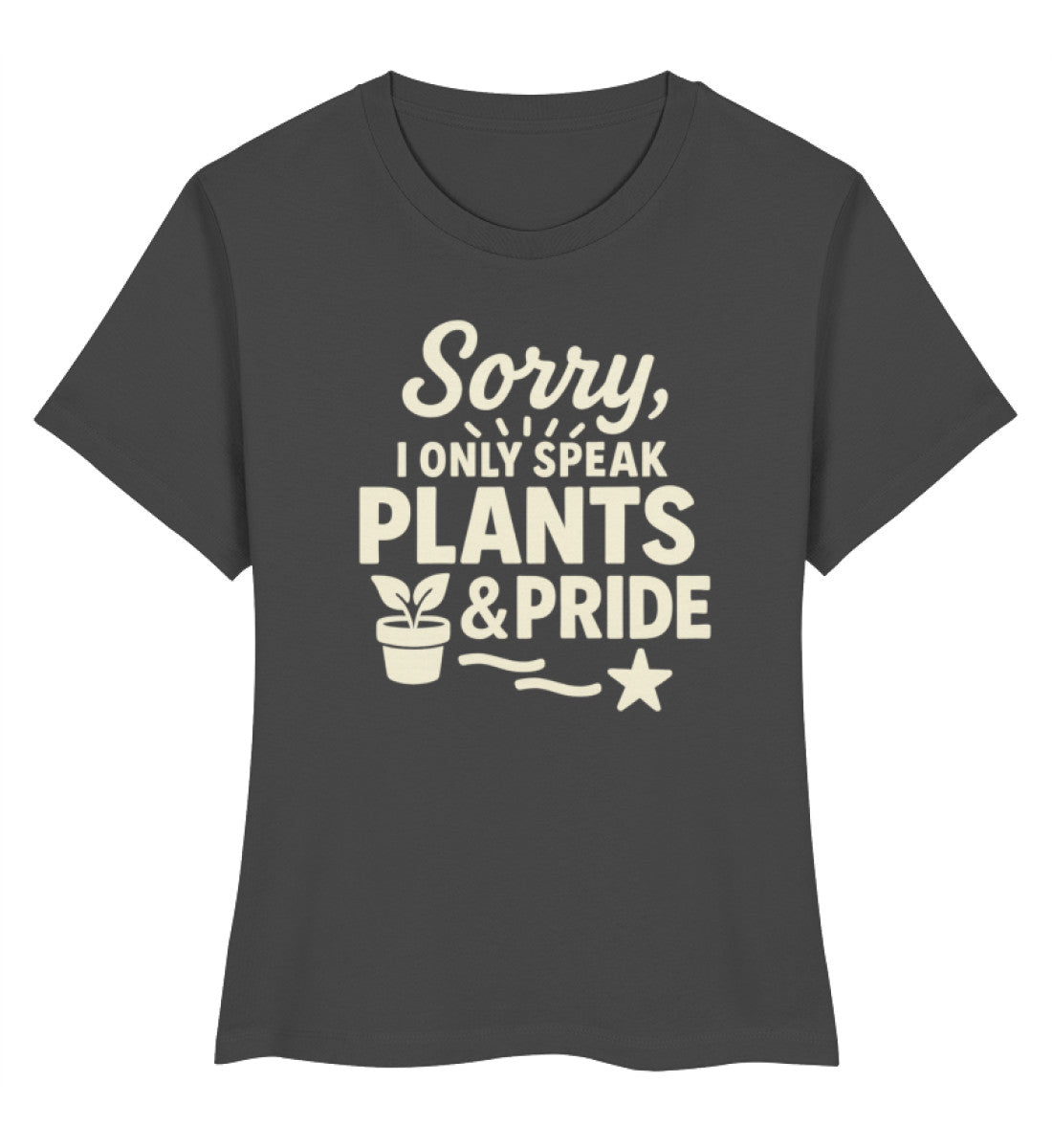 Anthracite Short-Fit T-Shirt – Sorry, I only speak Plants & Pride - Vegayn