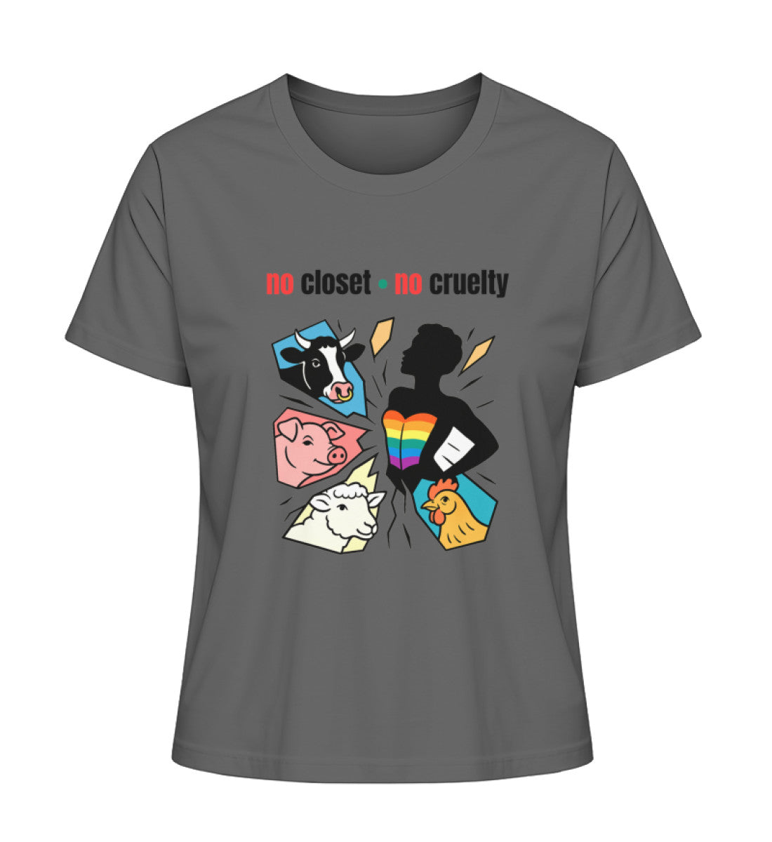 Anthracite Short-Fit T-Shirt – no closet • no cruelty - Vegayn