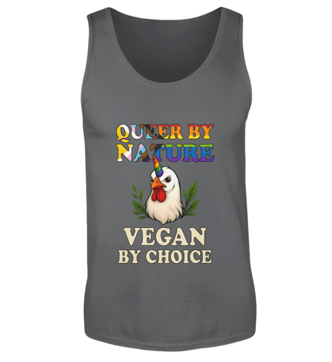 Anthracite Tank Top Chicken Unicorn – Queer by nature, Vegan by choice - Vegayn