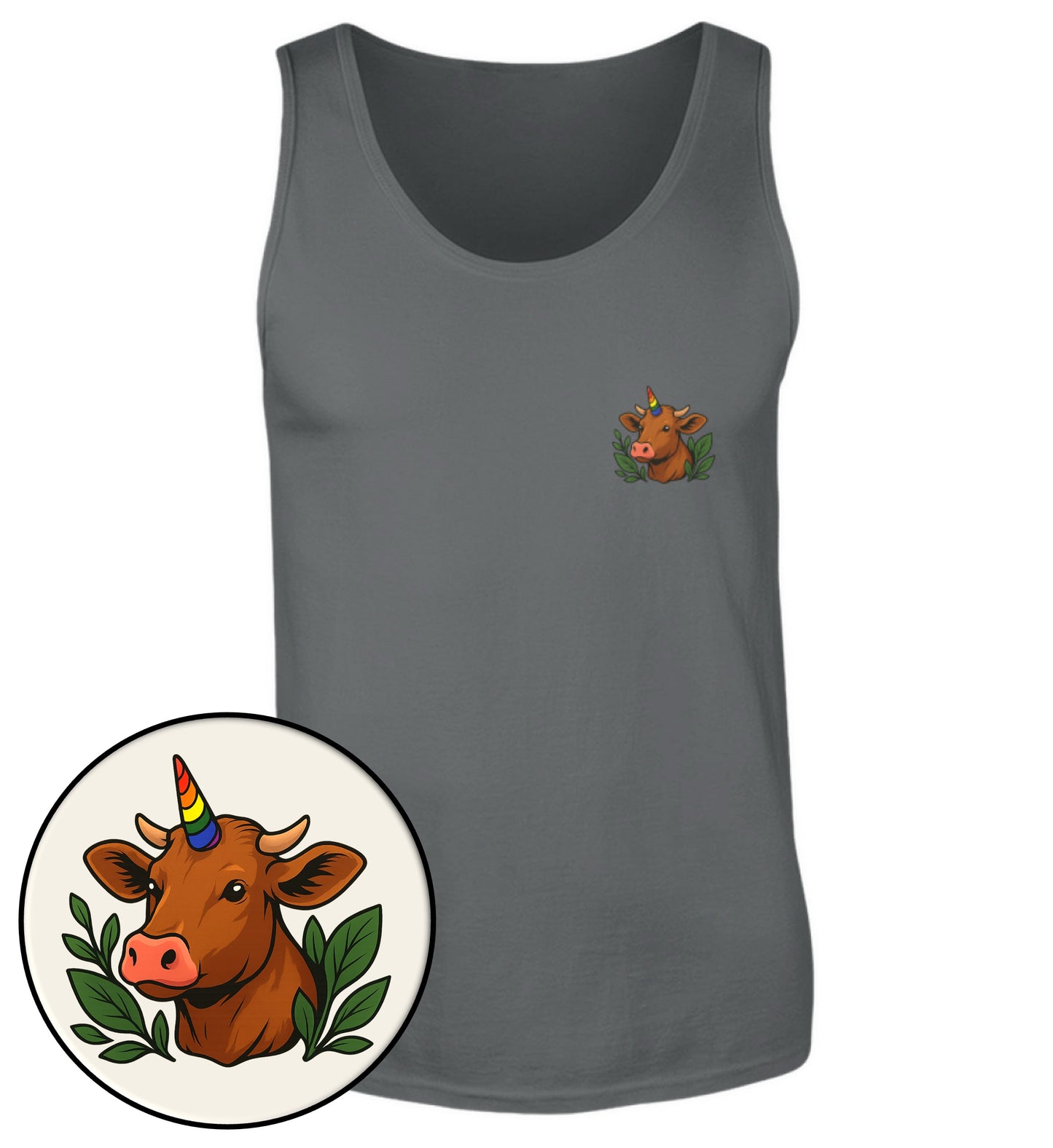 Anthracite Tank Top – Cow Queercorn - Vegayn