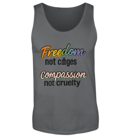 Anthracite Tank Top – Freedom, not cages – Compassion, not cruelty - Vegayn