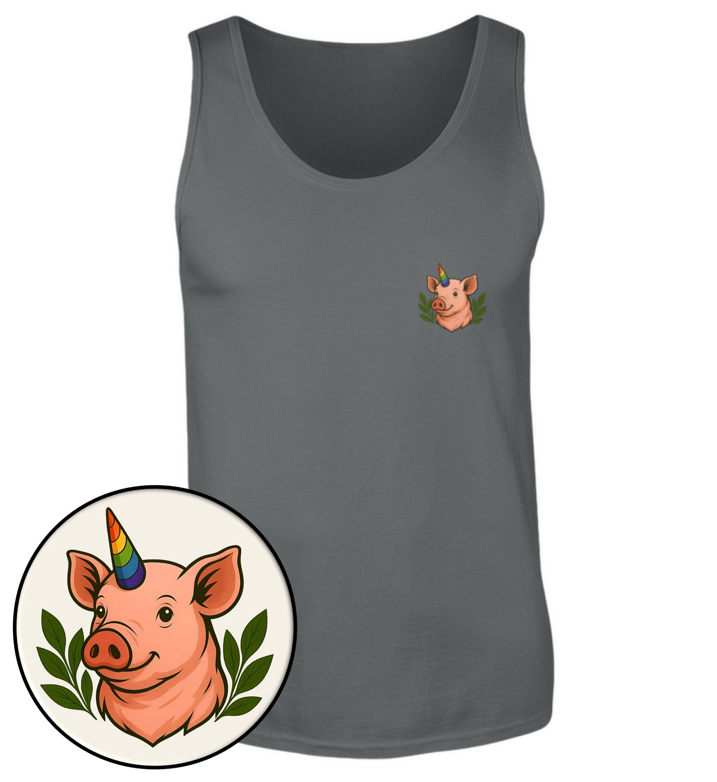 Anthracite Tank Top – Pig Queercorn - Vegayn