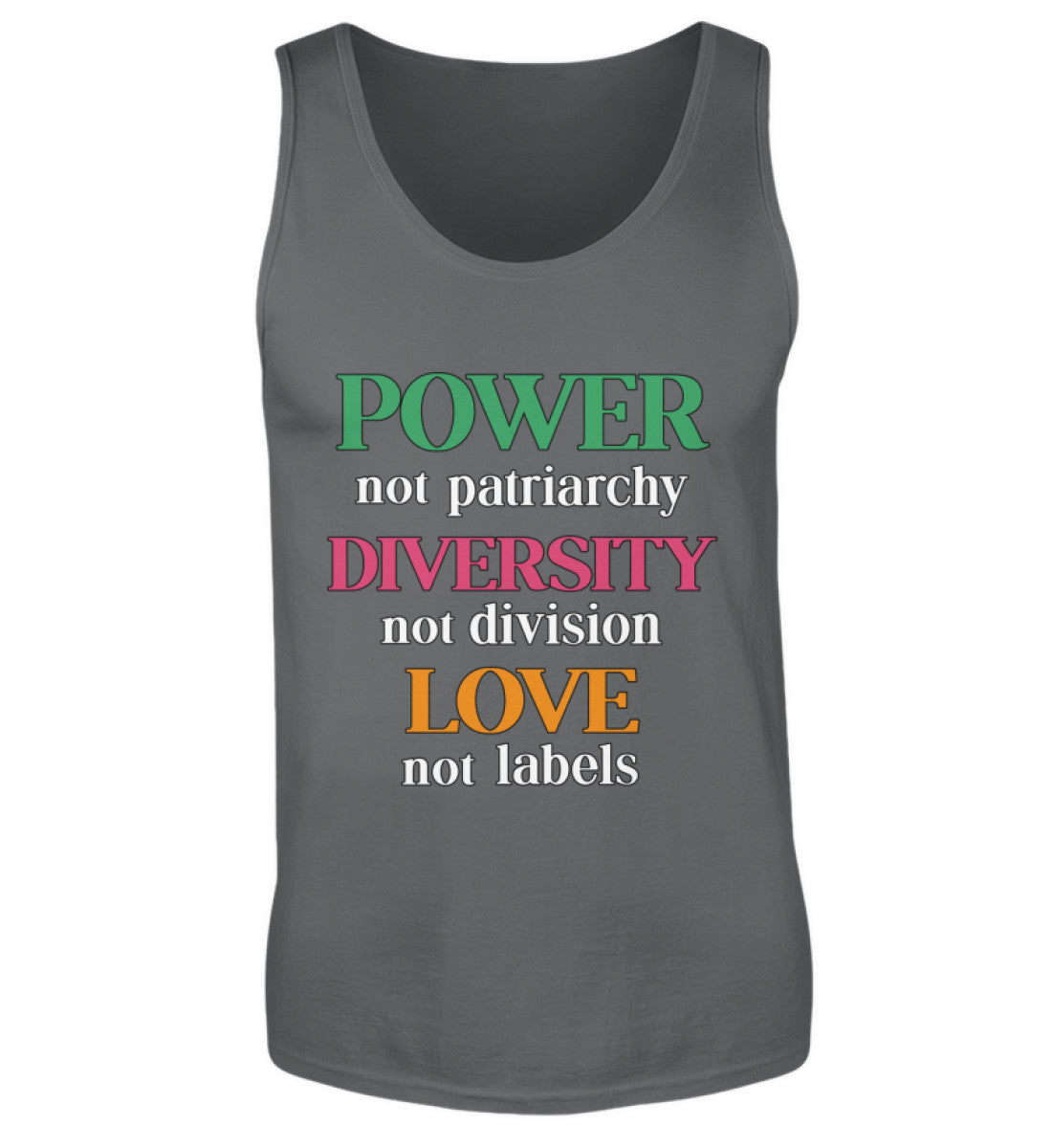 Anthracite Tank Top – Power, not patriarchy – Diversity, not division – Love, not labels - Vegayn