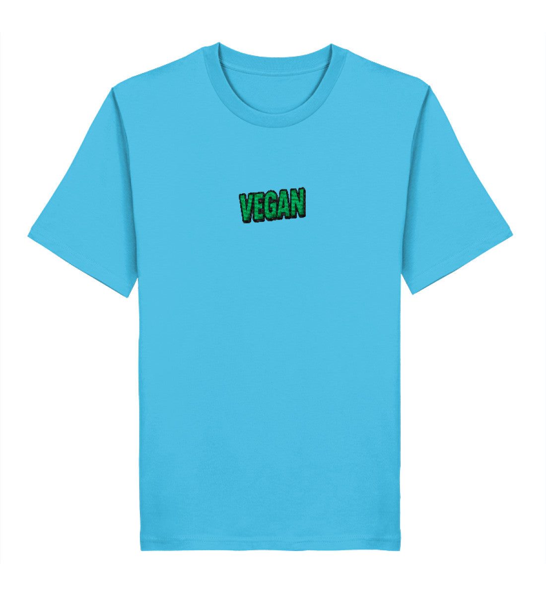 Aqua Blue Classic T-Shirt Embroidery – Vegan - Vegayn