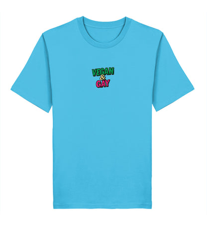 Aqua Blue Classic T-Shirt Embroidery – Vegan & Gay - Vegayn