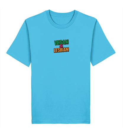 Aqua Blue Classic T-Shirt Embroidery – Vegan & Lesbian - Vegayn