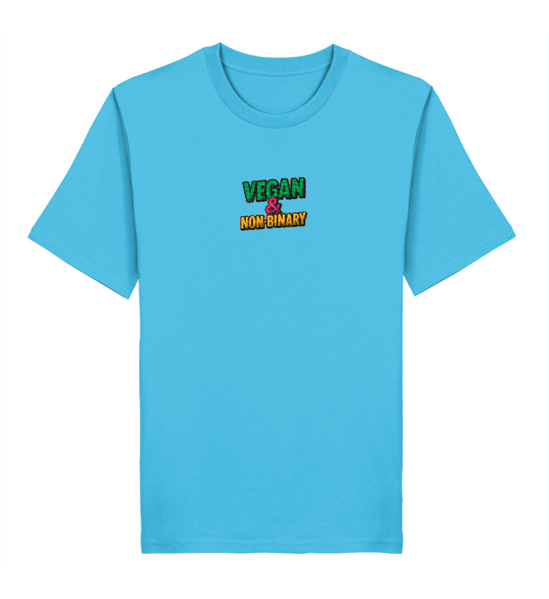 Aqua Blue Classic T-Shirt Embroidery – Vegan & Non-Binary - Vegayn