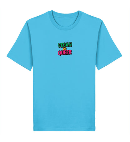 Aqua Blue Classic T-Shirt Embroidery – Vegan & Queer - Vegayn
