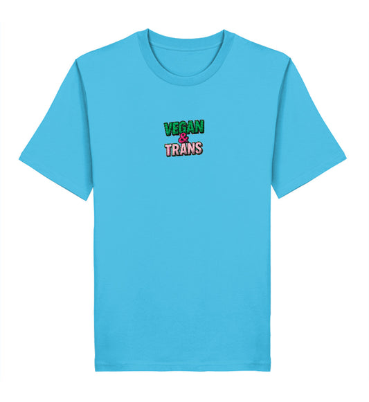 Aqua Blue Classic T-Shirt Embroidery – Vegan & Trans - Vegayn