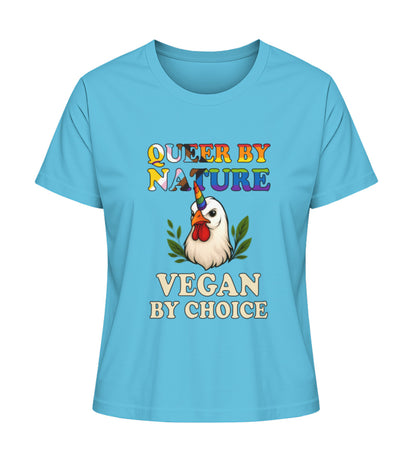Aqua Blue Short-Fit T-Shirt Chicken Unicorn – Queer by nature, Vegan by choice - Vegayn