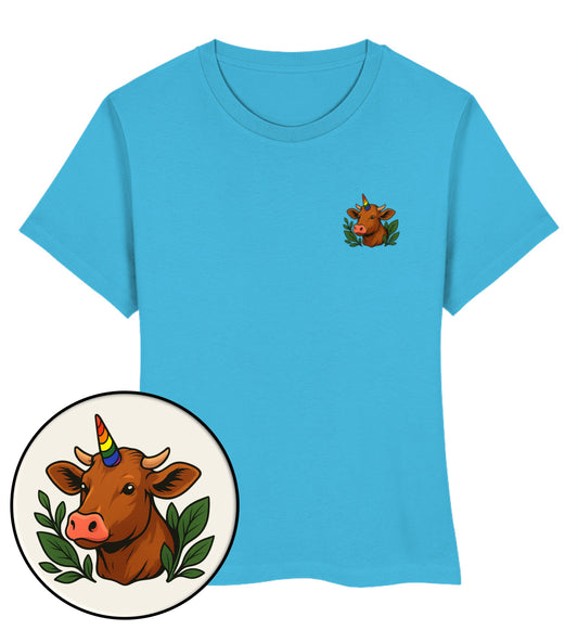 Aqua Blue Short-Fit T-Shirt – Cow Queercorn - Vegayn
