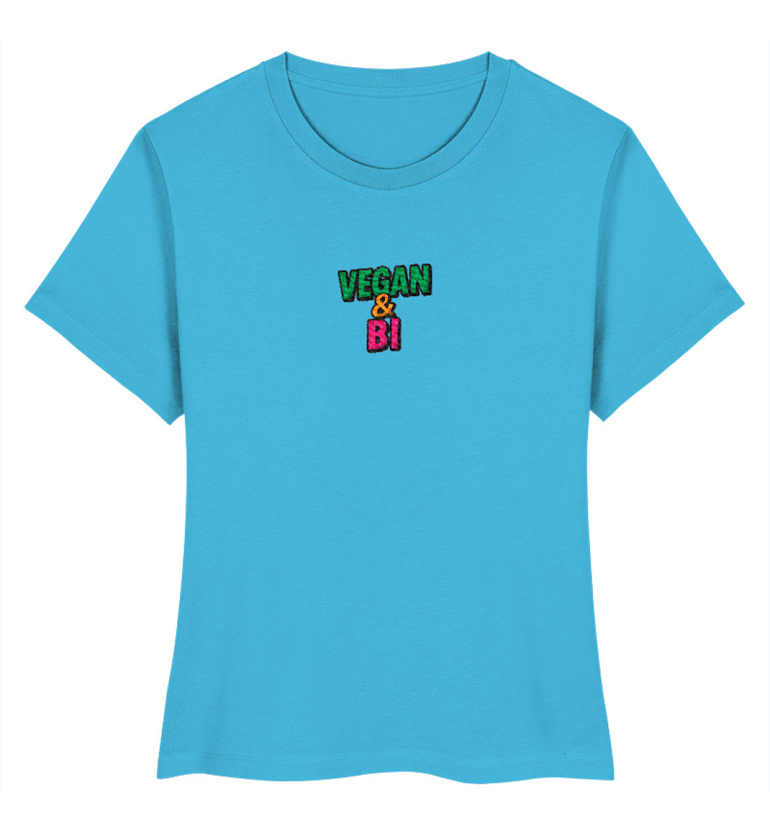 Aqua Blue Short-Fit T-Shirt Embroidery – Vegan & Bi - Vegayn
