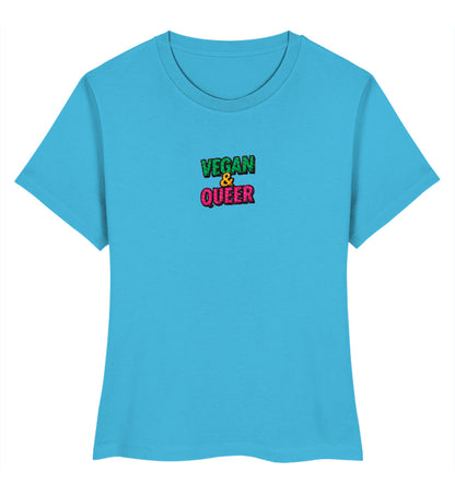 Aqua Blue Short-Fit T-Shirt Embroidery – Vegan & Queer - Vegayn