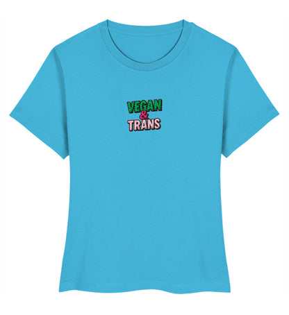 Aqua Blue Short-Fit T-Shirt Embroidery – Vegan & Trans - Vegayn