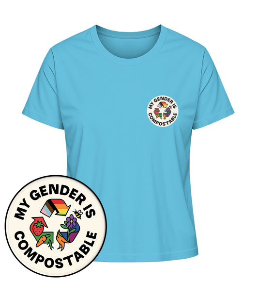 Aqua Blue Short-Fit T-Shirt – My gender is compostable - Vegayn