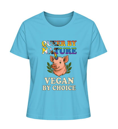 Aqua Blue Short-Fit T-Shirt Pig Unicorn – Queer by nature, Vegan by choice - Vegayn