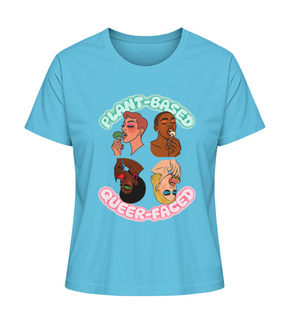 Aqua Blue Short-Fit T-Shirt – Plant-based, Queer-faced - Vegayn